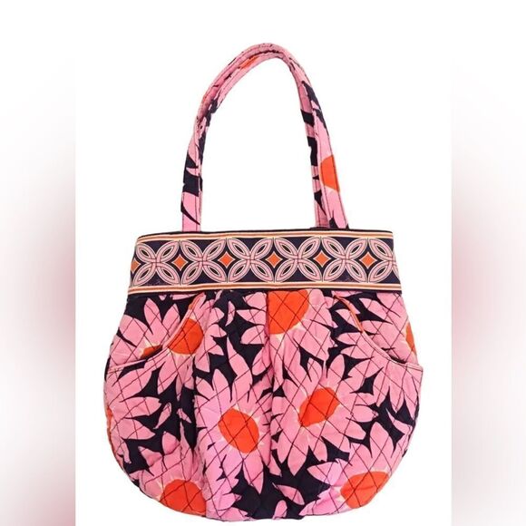 Vera Bradley Morgan Loves Me Pink Orange Floral Quilted Shoulder Bag - Picture 1 of 5